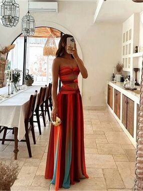 Multicolor Cut-Out Gown